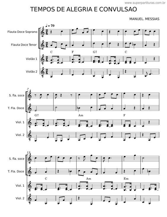 Partitura da música Tempos De Alegria E Convulsão