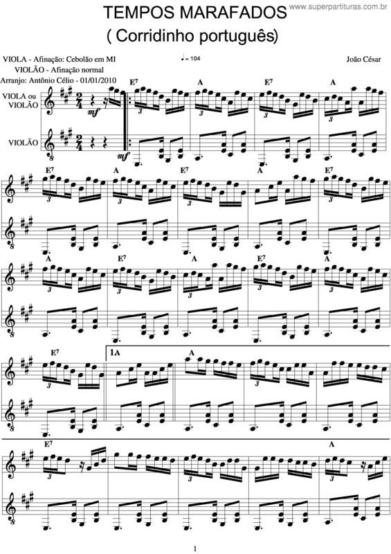 Partitura da música Tempos Marafados v.2