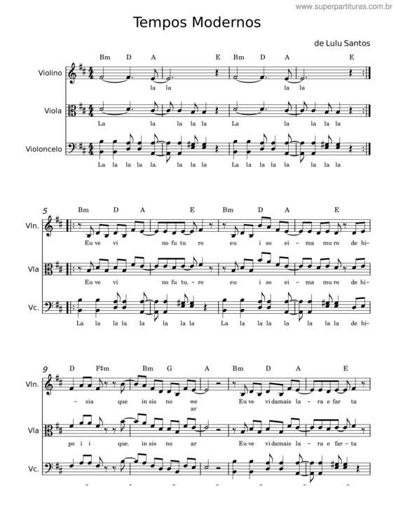 Partitura da música Tempos Modernos – Lulu Santos v.2
