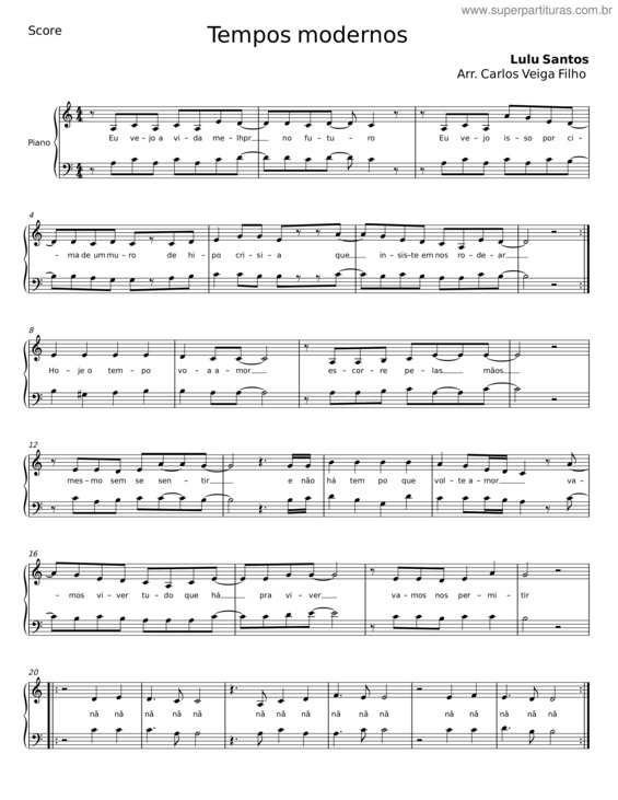Partitura da música Tempos Modernos – Lulu Santos v.4
