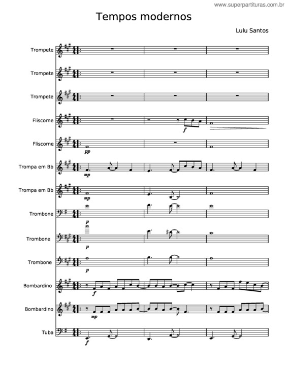 Partitura da música Tempos Modernos – Lulu Santos v.6