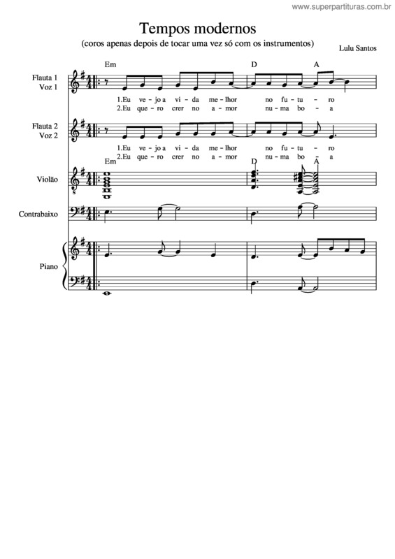 Partitura da música Tempos Modernos Arranjo Final