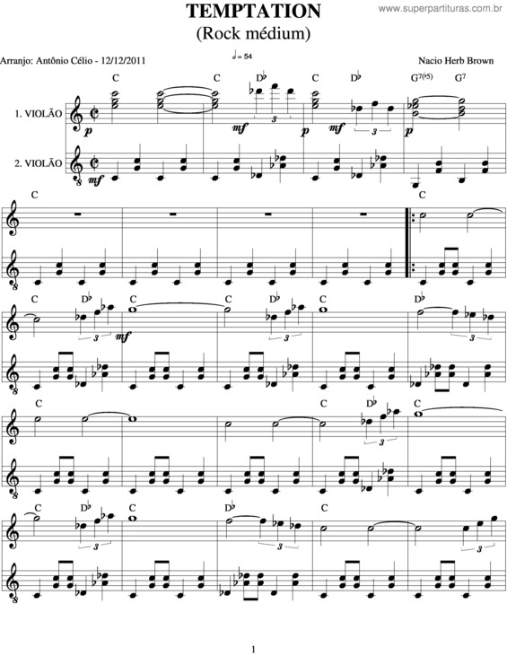 Partitura da música Temptation