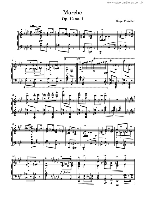Partitura da música Ten Piano Pieces, Op.12 Nº.1  – Sergei Prokofiev – Marche