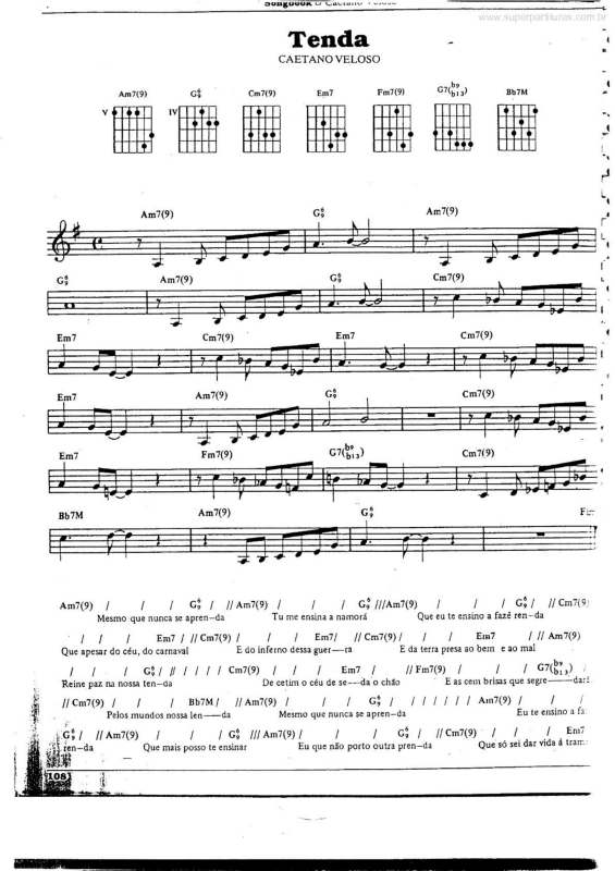 Partitura da música Tenda