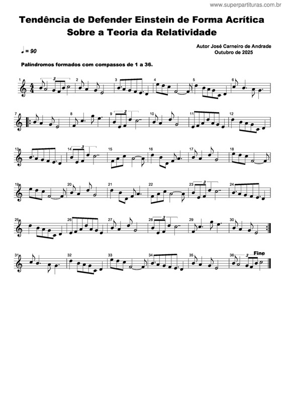 Partitura da música Tendência De Defender Einstein De Forma Acrítica Sobre A Teoria Da Relatividade