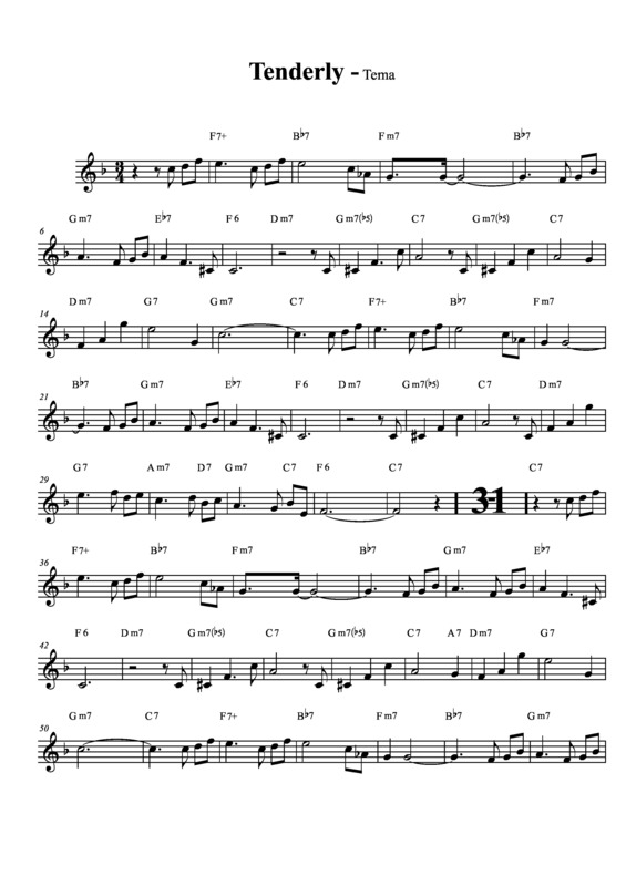 Partitura da música Tenderly v.4