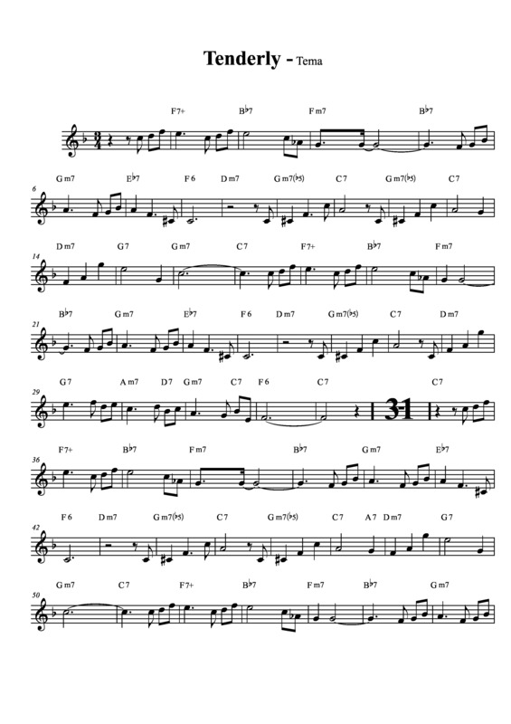 Partitura da música Tenderly v.4