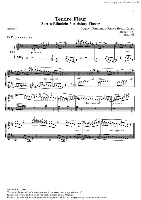 Partitura da música Tendre Fleur