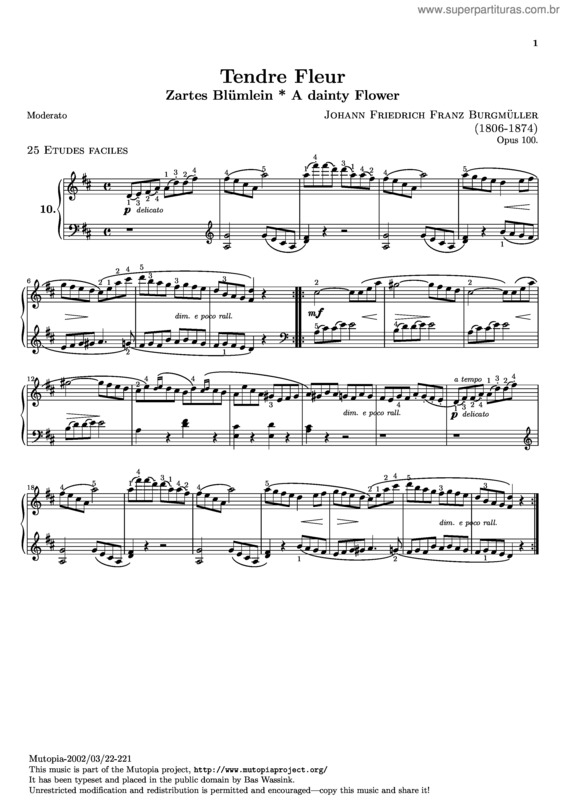 Partitura da música Tendre Fleur