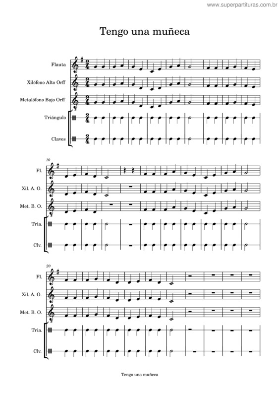 Partitura da música Tengo Una Muñeca Vestida De Azul – Misc Traditional Tengo Una Muñeca
