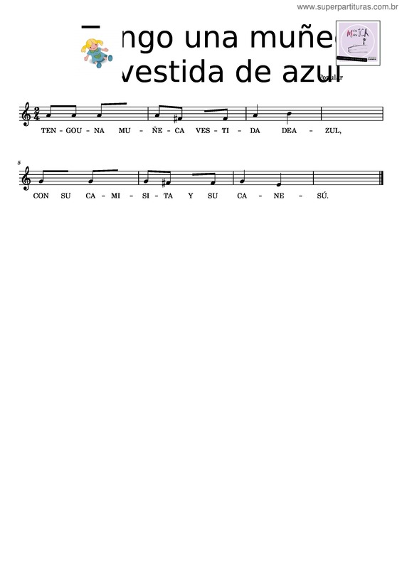 Partitura da música Tengo Una Muñeca Vestida De Azul – Misc Traditional