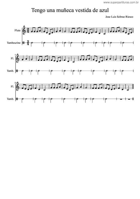 Partitura da música Tengo Una Muñeca Vestida De Azul v.3