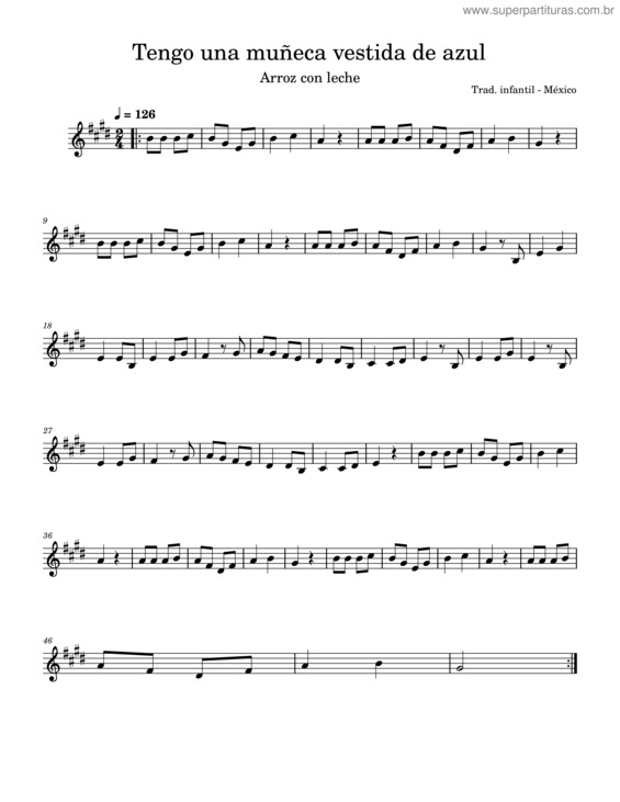Partitura da música Tengo Una Muñeca Vestida De Azul v.4