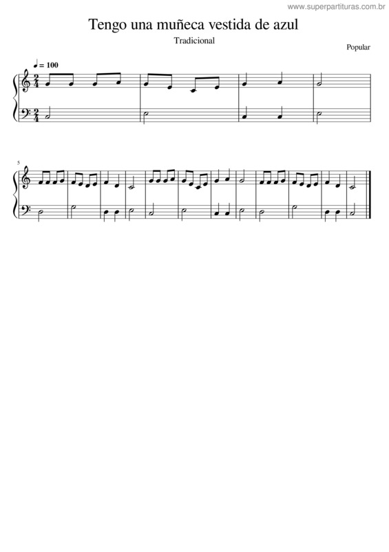 Partitura da música Tengo Una Muñeca Vestida De Azul v.6