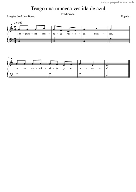 Partitura da música Tengo Una Muñeca Vestida De Azul