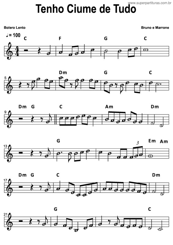 Partitura da música Tenho Ciúme De Tudo