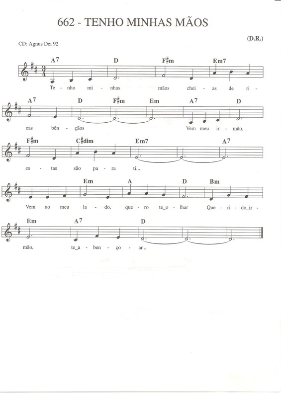 Partitura da música Tenho Minhas Mãos