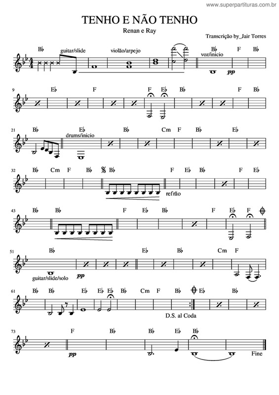 Partitura da música Tenho Nao Tenho