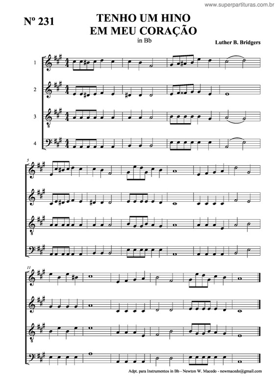 Partitura da música Tenho Um Hino Em Meu Coração v.2