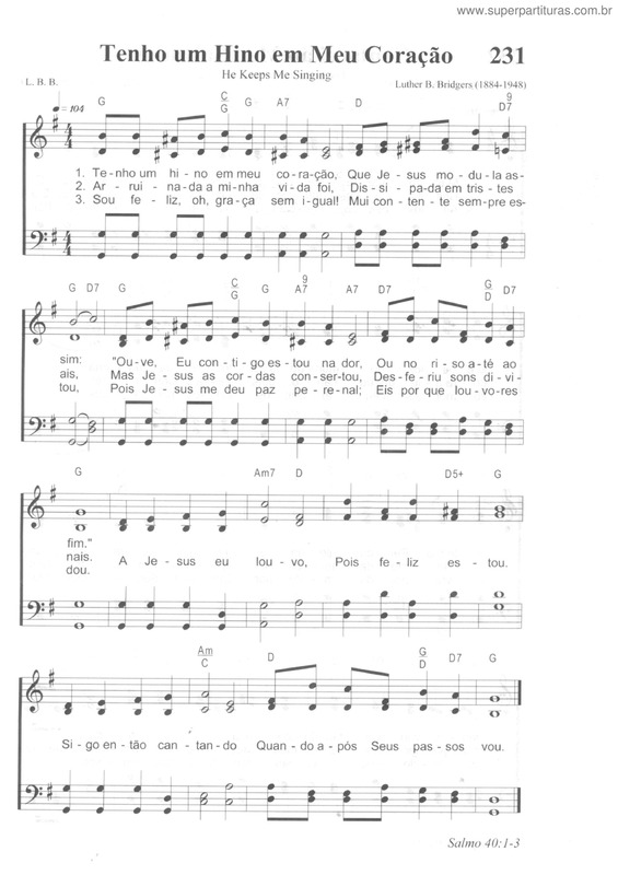 Partitura da música Tenho Um Hino Em Meu Coração