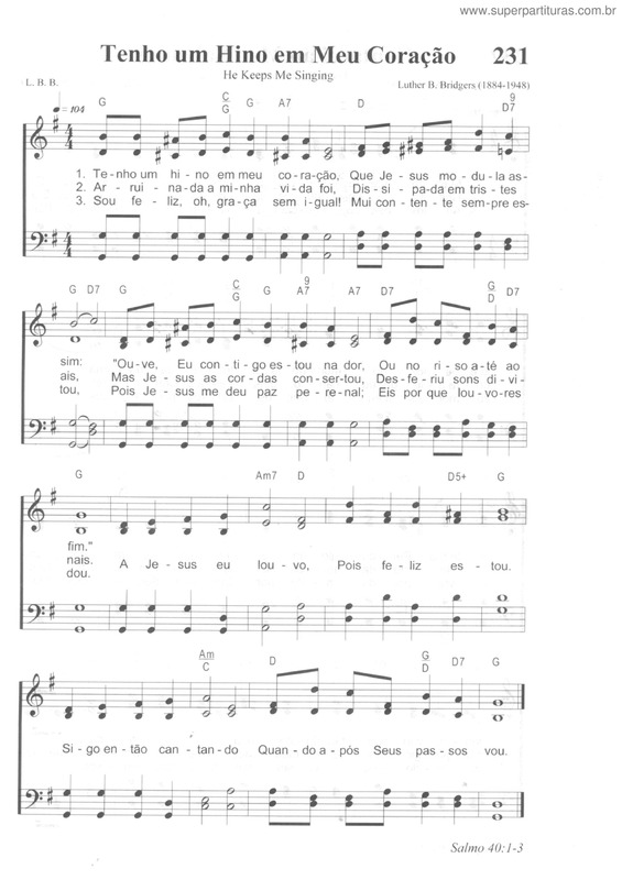 Partitura da música Tenho Um Hino Em Meu Coração