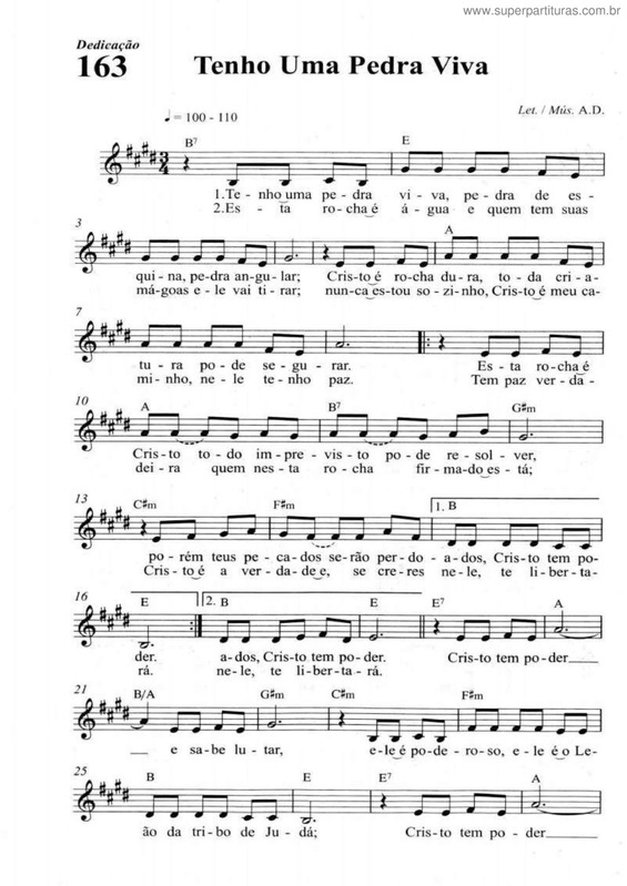 Partitura da música Tenho Uma Pedra Viva