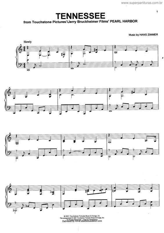 Partitura da música Tennessee