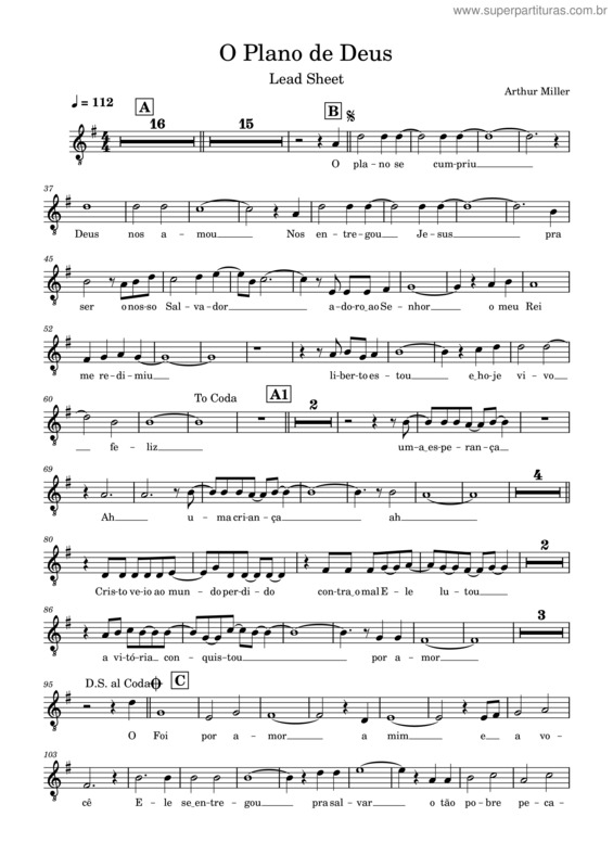 Partitura da música Tenor O Plano De Deus