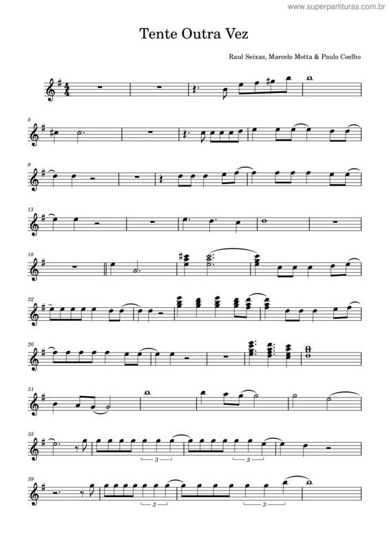 Partitura da música Tente Outra Vez v.3