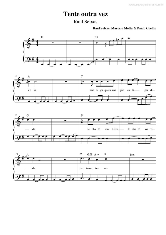 Partitura da música Tente Outra Vez