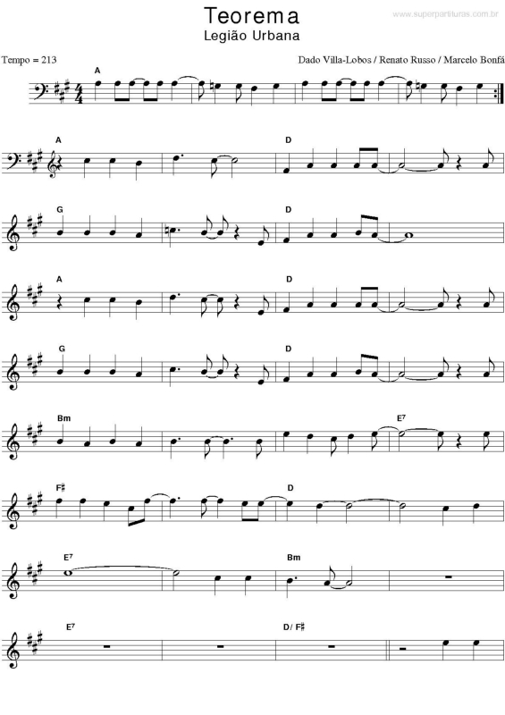 Partitura da música Teorema