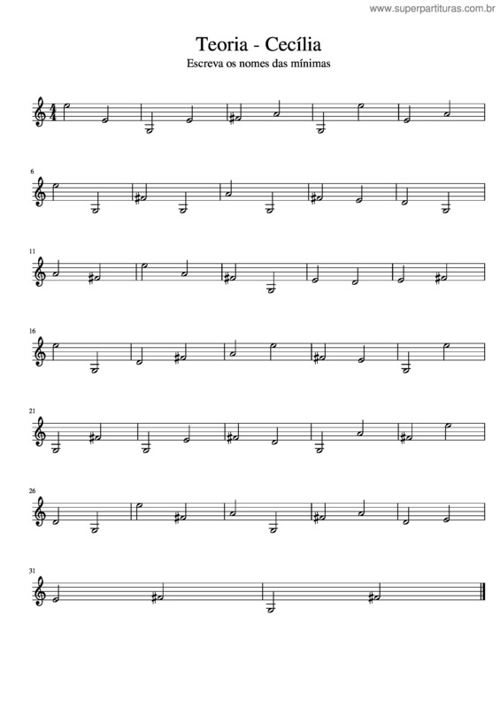 Partitura da música Teoria Cec Lia 2