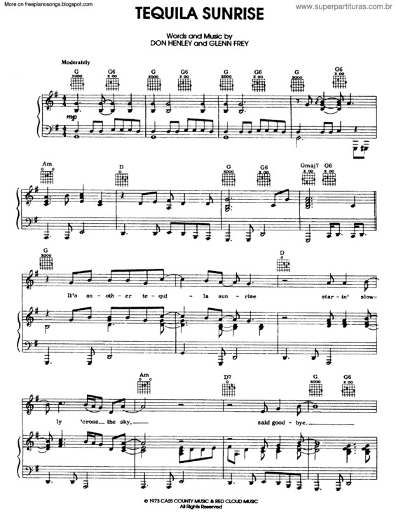 Partitura da música Tequila Sunrise v.3