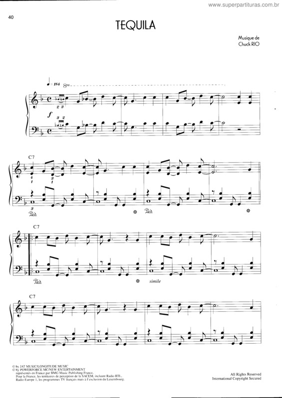 Partitura da música Tequila v.2