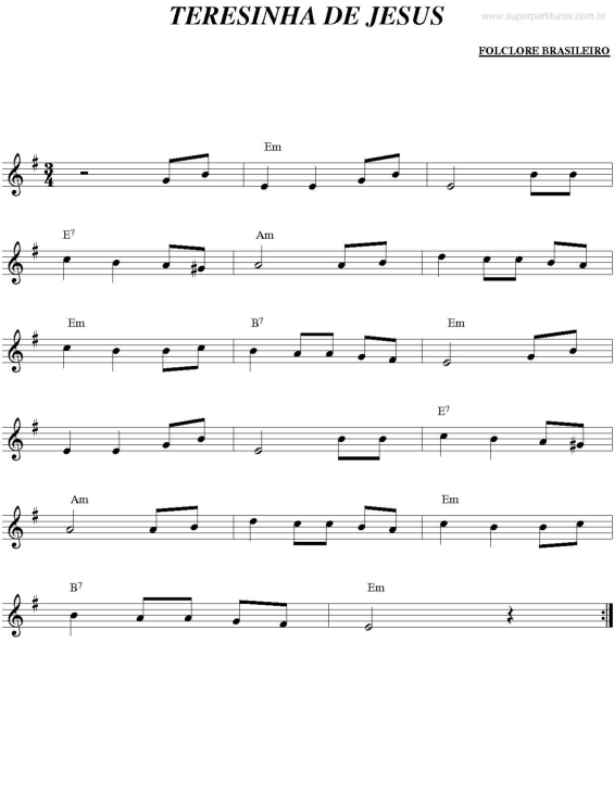 Partitura da música Teresinha de Jesus