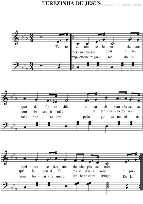 Partitura da música Terezinha de Jesus