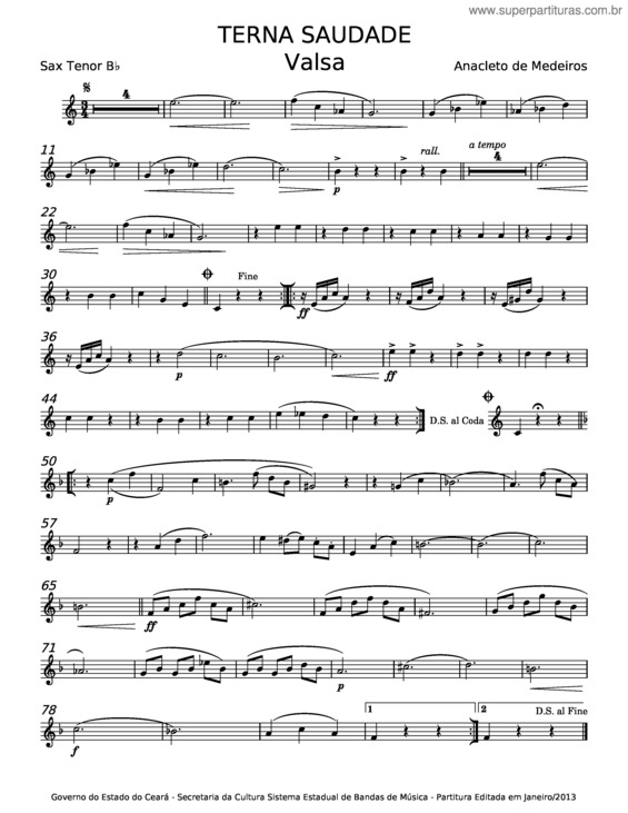 Partitura da música Terna Saudade v.18