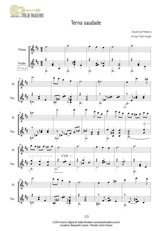 Partitura da música Terna Saudade v.2