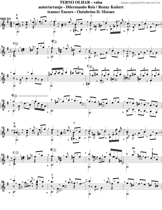 Partitura da música Terno Olhar v.3