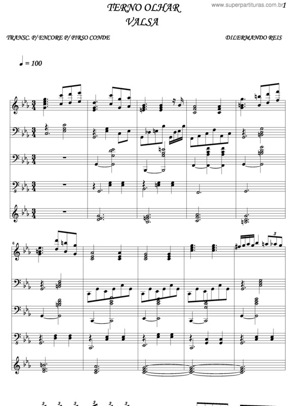 Partitura da música Terno Olhar