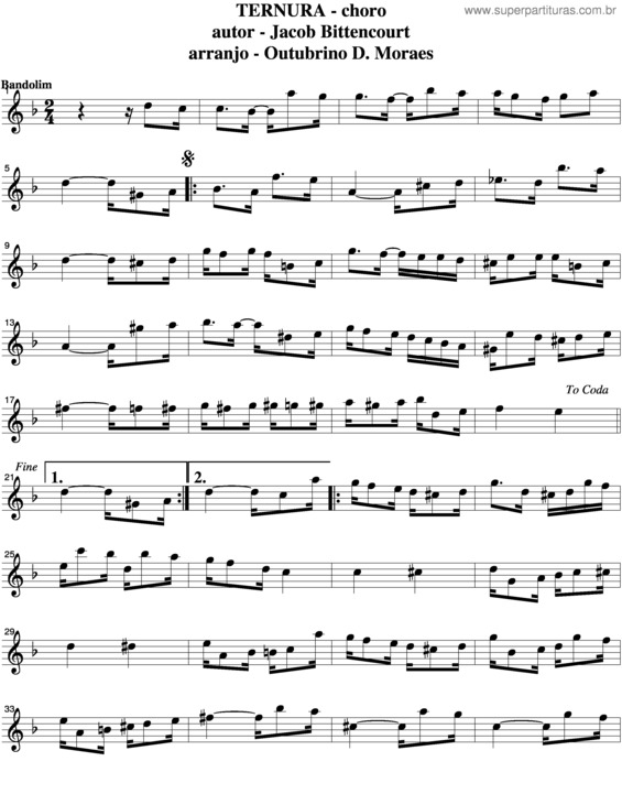 Partitura da música Ternura v.7