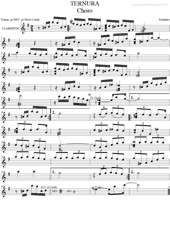 Partitura da música Ternura