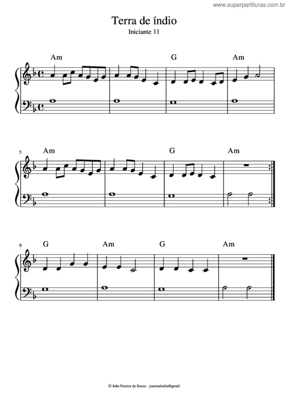 Partitura da música Terra De Índio