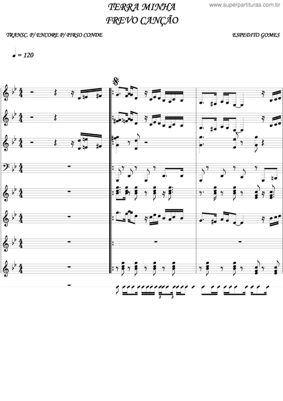 Partitura da música Terra Minha