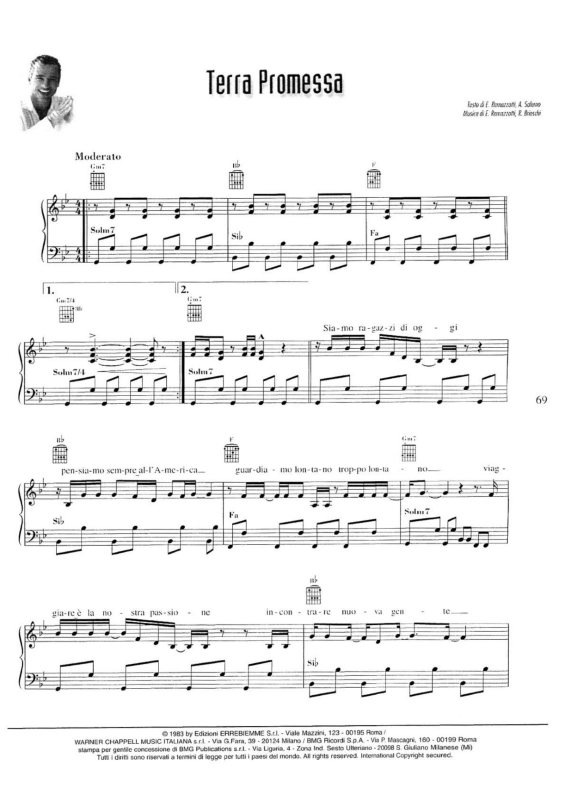 Partitura da música Terra Promessa v.2