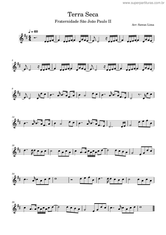 Partitura da música Terra Seca – Fraternidade São João Paulo Ii