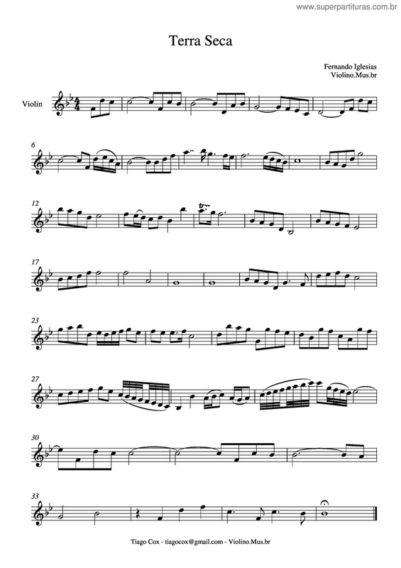 Partitura da música Terra Seca