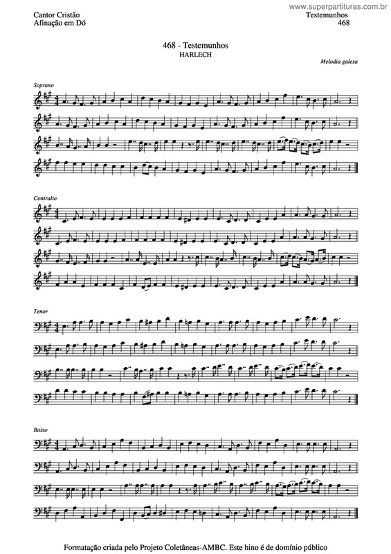 Partitura da música Testemunhos v.2