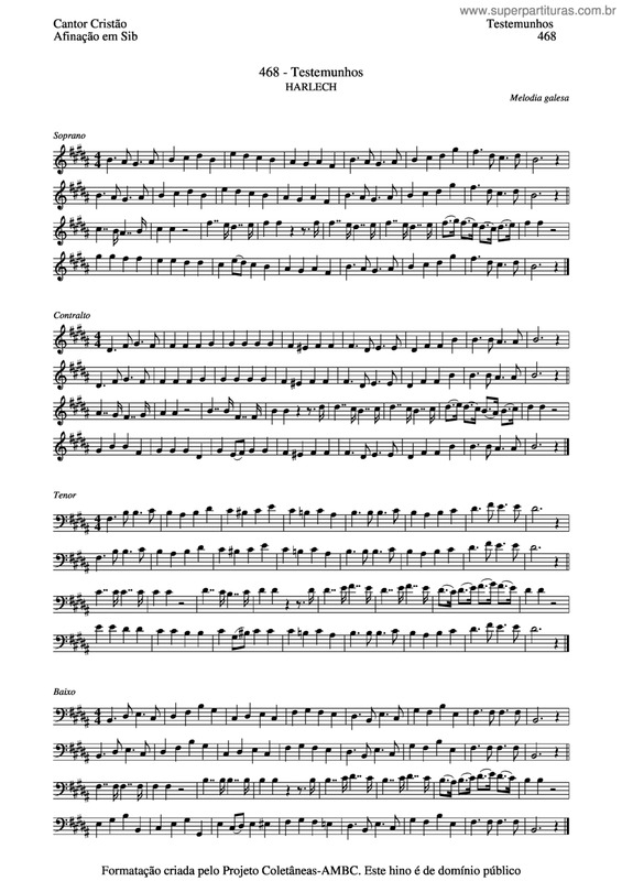 Partitura da música Testemunhos v.3